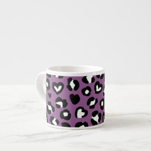 Animal Print, Purple Leopard, Cheetah Spots, Heart Espresso Cup