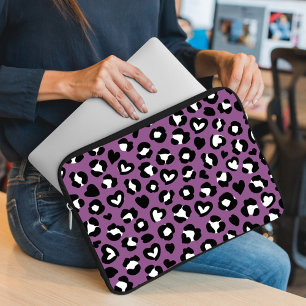 Animal Print, Purple Leopard, Cheetah Spots, Heart Laptop Sleeve