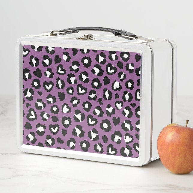 Animal Print, Purple Leopard, Cheetah Spots, Heart Metal Lunch Box (In Situ)