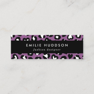 Animal Print, Purple Leopard, Cheetah Spots, Heart Mini Business Card