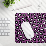 Animal Print, Purple Leopard, Cheetah Spots, Heart Mouse Pad<br><div class="desc">Elegant,  stylish and sophisticated pattern with leopard spots and hearts in purple and black colour. Modern and trendy gift,  perfect for the animal print lover in your life.</div>