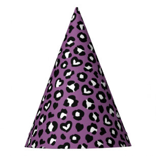 Animal Print, Purple Leopard, Cheetah Spots, Heart Party Hat