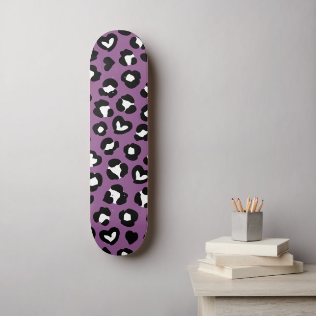 Animal Print, Purple Leopard, Cheetah Spots, Heart Skateboard (Wall Art)