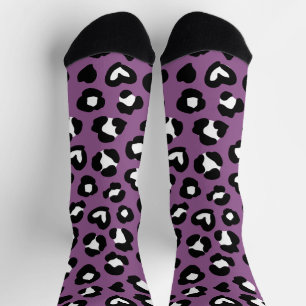 Animal Print, Purple Leopard, Cheetah Spots, Heart Socks