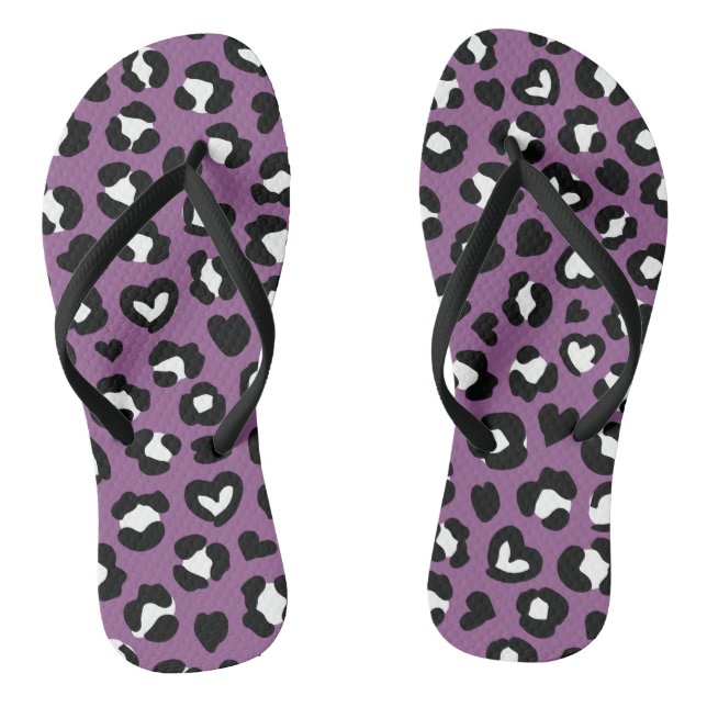 Animal Print, Purple Leopard, Cheetah Spots, Heart Thongs (Footbed)