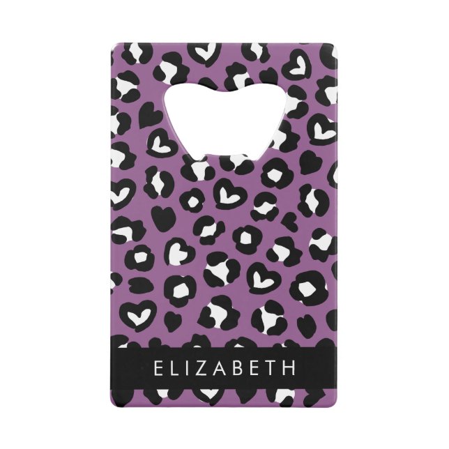 Animal Print, Purple Leopard, Hearts, Your Name (Front)