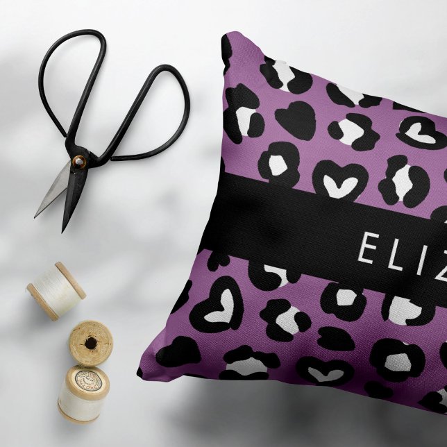 Animal Print, Purple Leopard, Hearts, Your Name Pillowcase (Creator Uploaded)