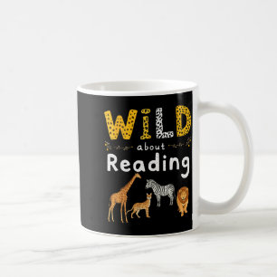 Animal print read a book character kids wild about coffee mug