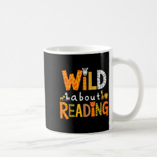 Animal print read a book character kids wild about coffee mug