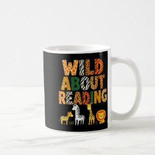 Animal print read a book character kids wild about coffee mug