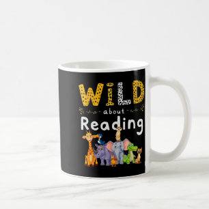 Animal print read a book character kids wild about coffee mug