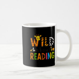 Animal print read a book character kids wild about coffee mug