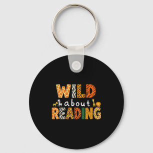Animal print read a book character kids wild about key ring