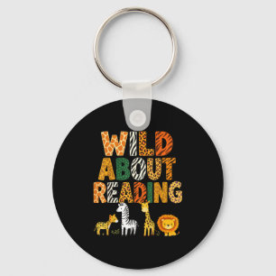 Animal print read a book character kids wild about key ring