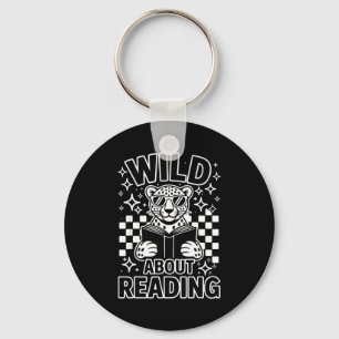 Animal print read a book character kids wild about key ring