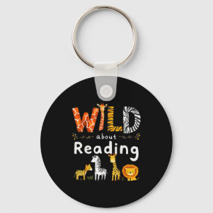 Animal print read a book character kids wild about key ring