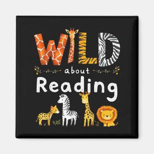 Animal print read a book character kids wild about magnet