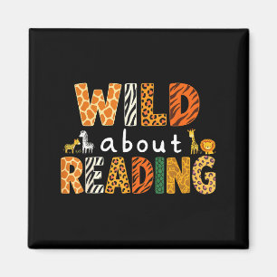 Animal print read a book character kids wild about magnet