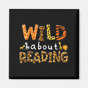 Animal print read a book character kids wild about magnet