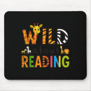 Animal print read a book character kids wild about mouse pad