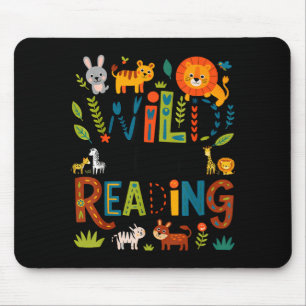 Animal print read a book character kids wild about mouse pad