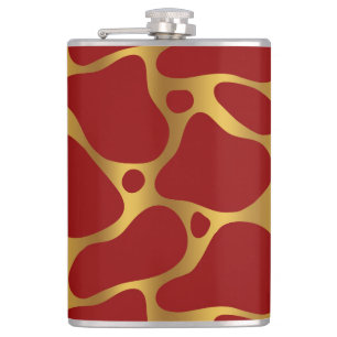 Animal print-red and gold giraffe pattern hip flask