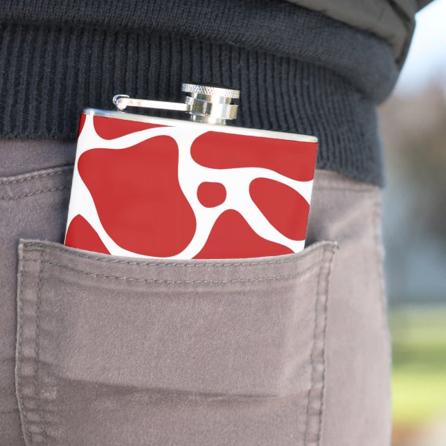 Animal print-red and white giraffe pattern hip flask (In Situ)