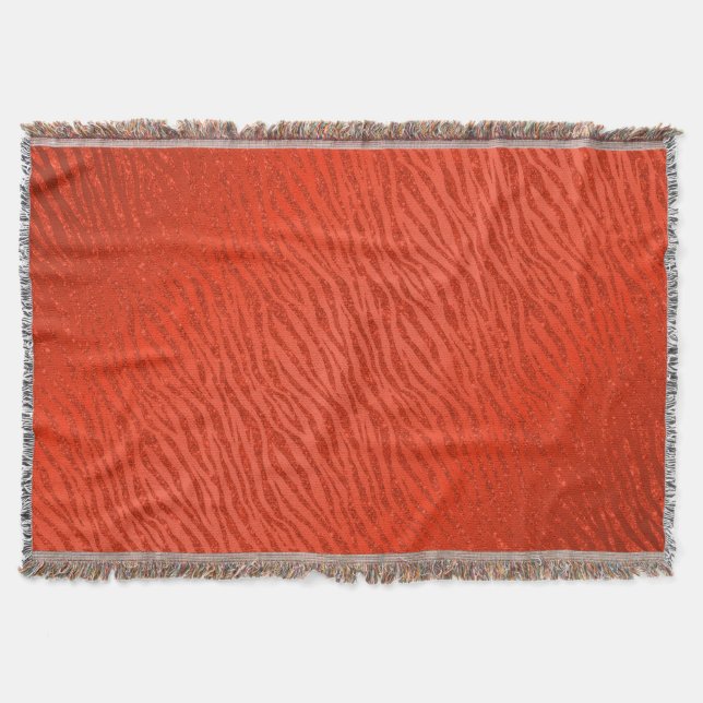 Animal Print Red Glitter Glam Throw Blanket (Front)