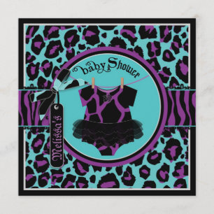 Animal Print Rock Star Tutu Baby Shower Invitation