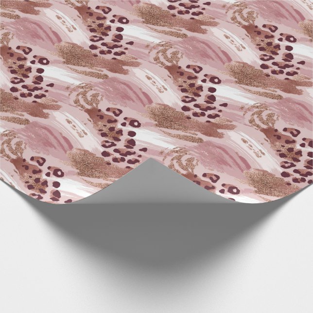 Animal Print Rose Glitter Wrapping Paper Roll (Corner)