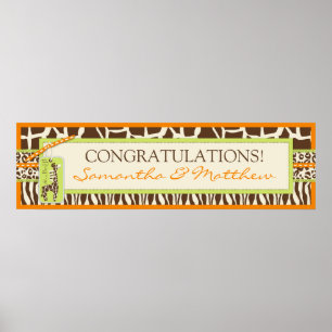 Animal Print Safari and Giraffe Baby Shower Banner