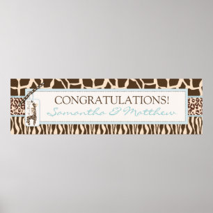 Animal Print Safari & Giraffe Baby Shower Banner