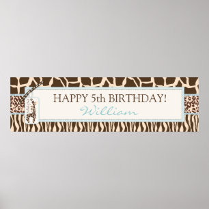 Animal Print Safari & Giraffe Birthday Banner