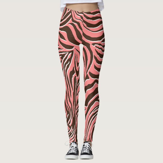 Animal print, seamless zebra pattern. leggings (Front)