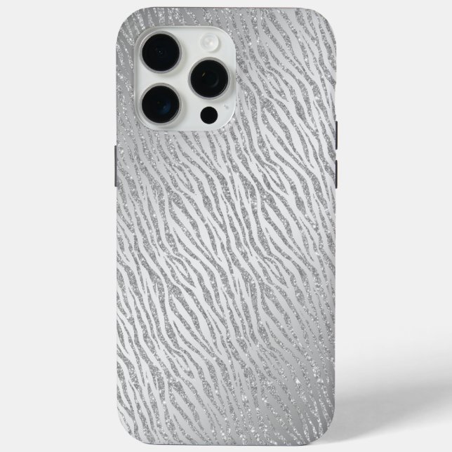 Animal Print Silver Glitter Glam Case-Mate iPhone Case (Back)