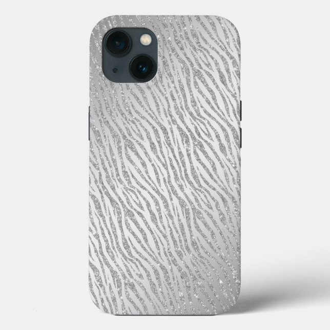 Animal Print Silver Glitter Glam Case-Mate iPhone Case (Back)