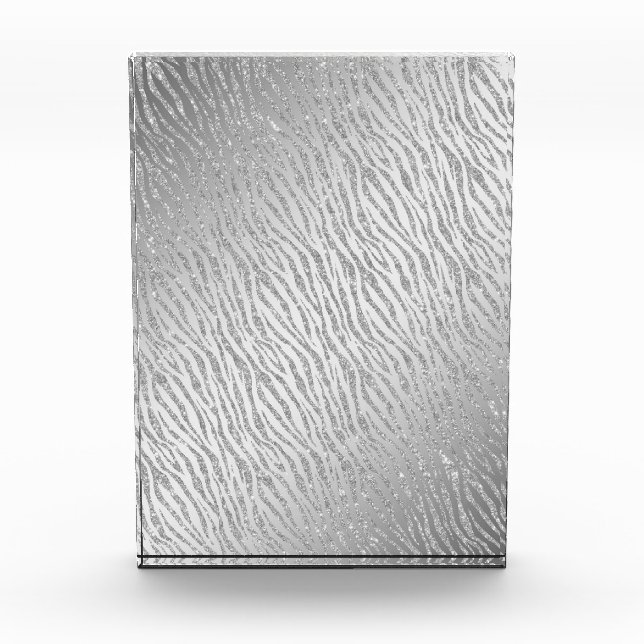 Animal Print Silver Glitter Glam Photo Block (Front)