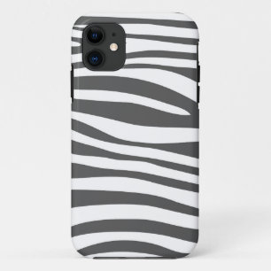 Animal print skin of Zebra (White and Grey) iPhone 11 Case