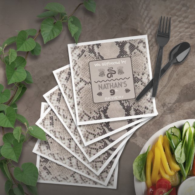 Animal Print Snake Birthday Paper Napkin (Creator Uploaded)