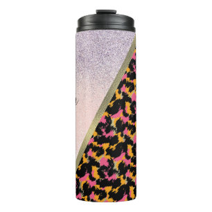 Animal Print Sparkle Monogrammed Name    Thermal Tumbler