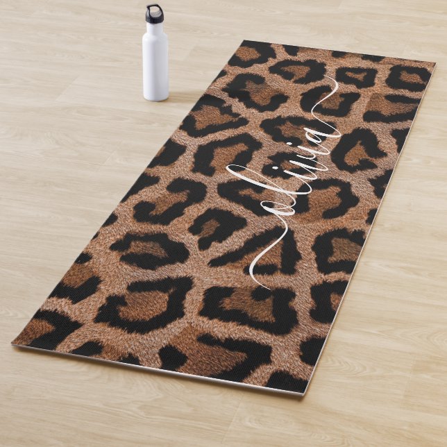 Animal Print Spotted Leopard Personalised Name Yoga Mat (In Situ)