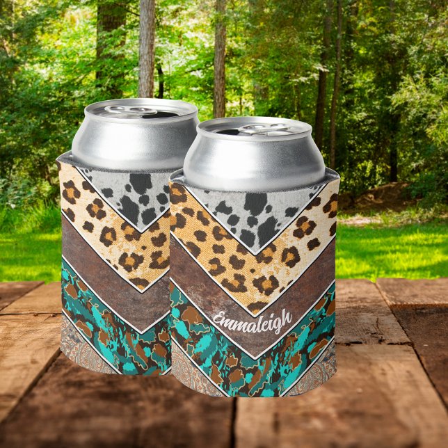 Animal Print Sublimation Mix Monogrammed Can Cooler (Creator Uploaded)