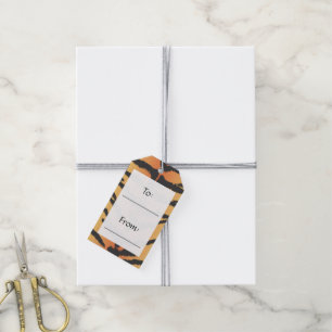 Animal Print, Tiger Stripes - Black Orange Gift Tags