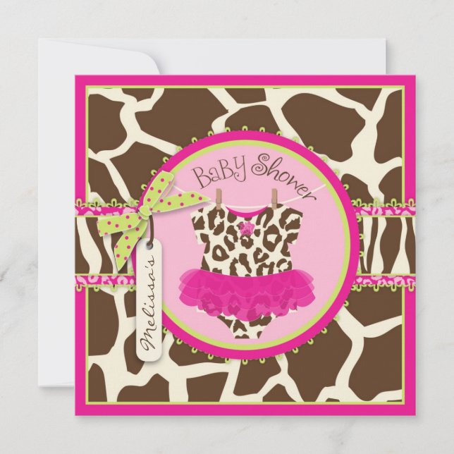 Animal Print Tutu Safari Baby Shower Invitation (Front)