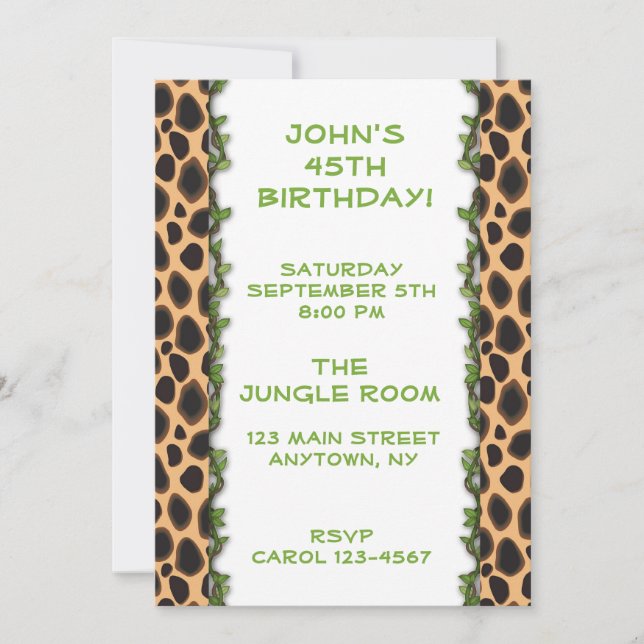 Animal Print Vines Invitation (Front)