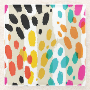 Animal Print Vintage Seamless Pattern Glass Coaster