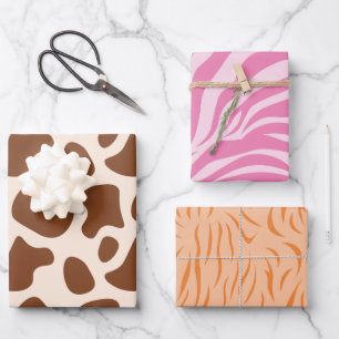 Animal Print Wild Animals Pattern Birthday Wrapping Paper Sheet