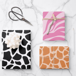 Animal Print Wild Animals Pattern Birthday Wrapping Paper Sheet
