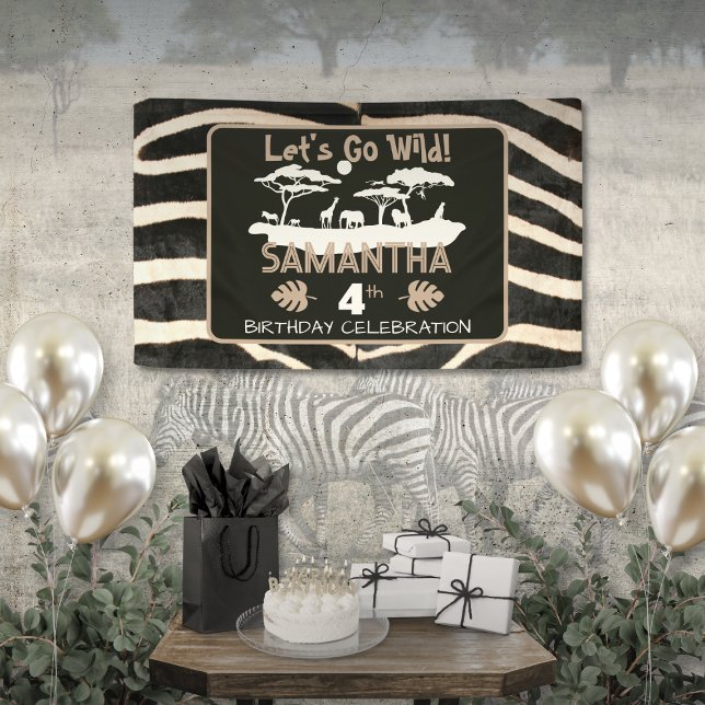 Animal Print Zebra Birthday Banner (Creator Uploaded)
