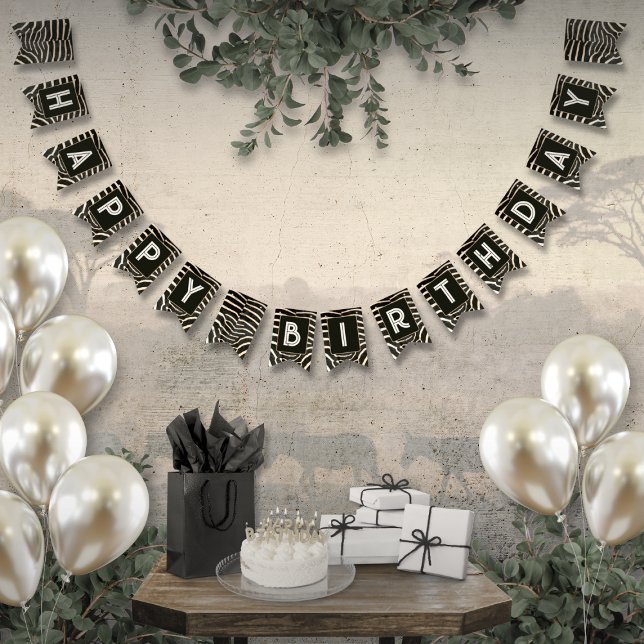 Animal Print Zebra Birthday Bunting Banner (Creator Uploaded)